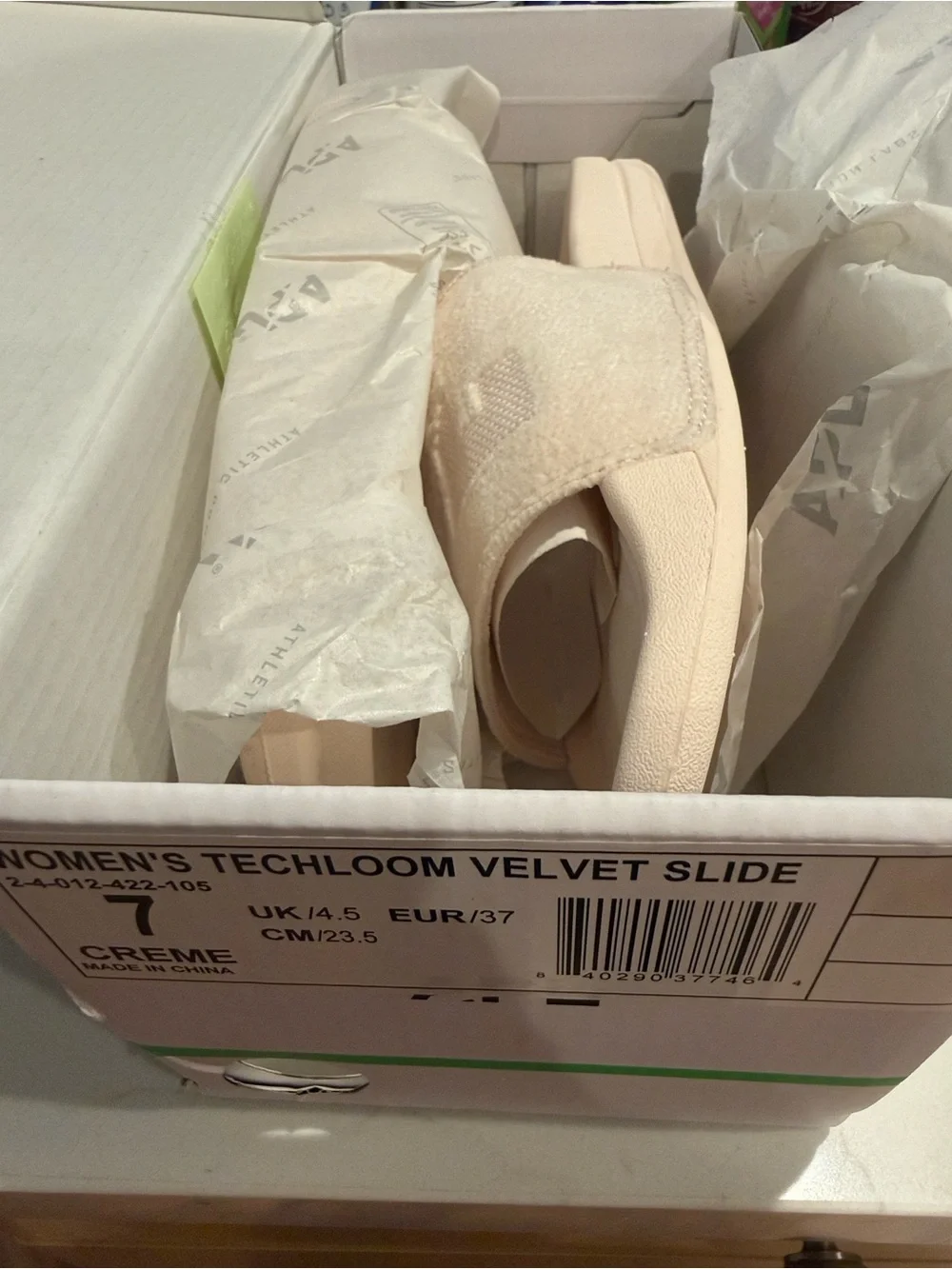 NEW APL Velvet Techloom Logo Slides in Creme Light Pink Size 7 - Picture 4 of 8